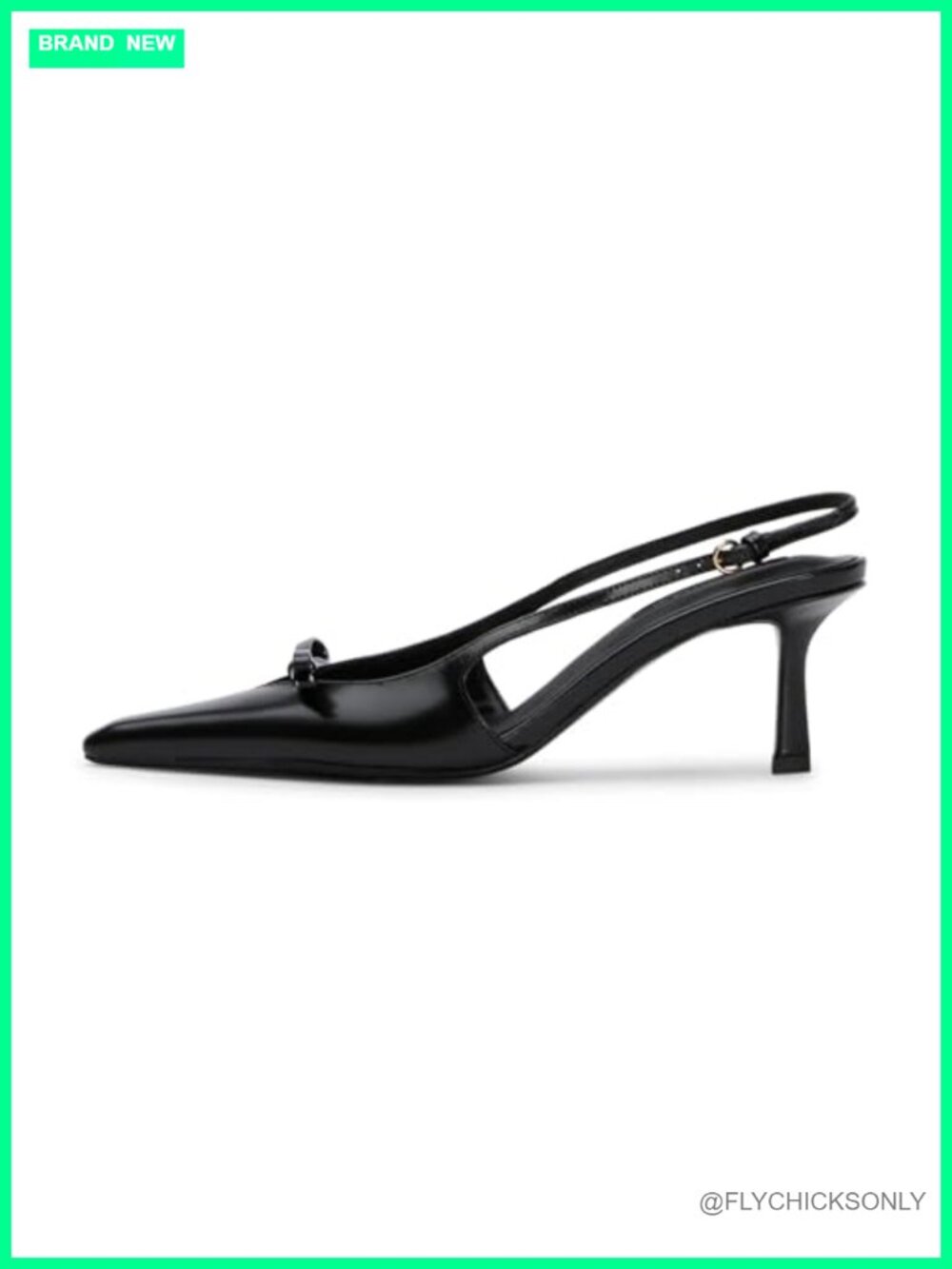 Kitten Heels Slingback Pumps Bow Pointed Toe Faux Leather